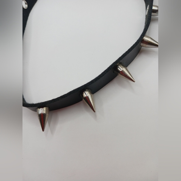 Gothic Spiked Necklaces + Grommet -Choker Leather-Black-New Lot of 2 - Picture 2 of 15